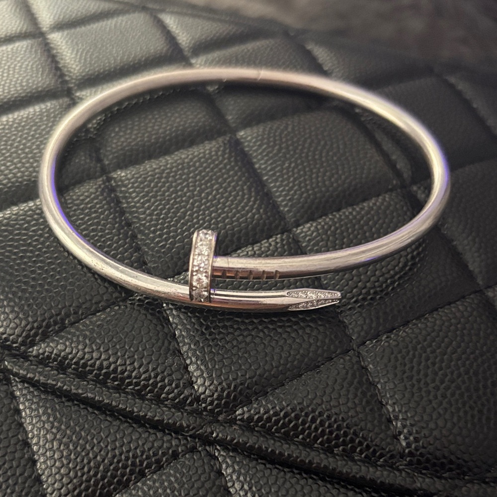 Cartier Silver-Tone Nail Bangle with Pavé Crystals